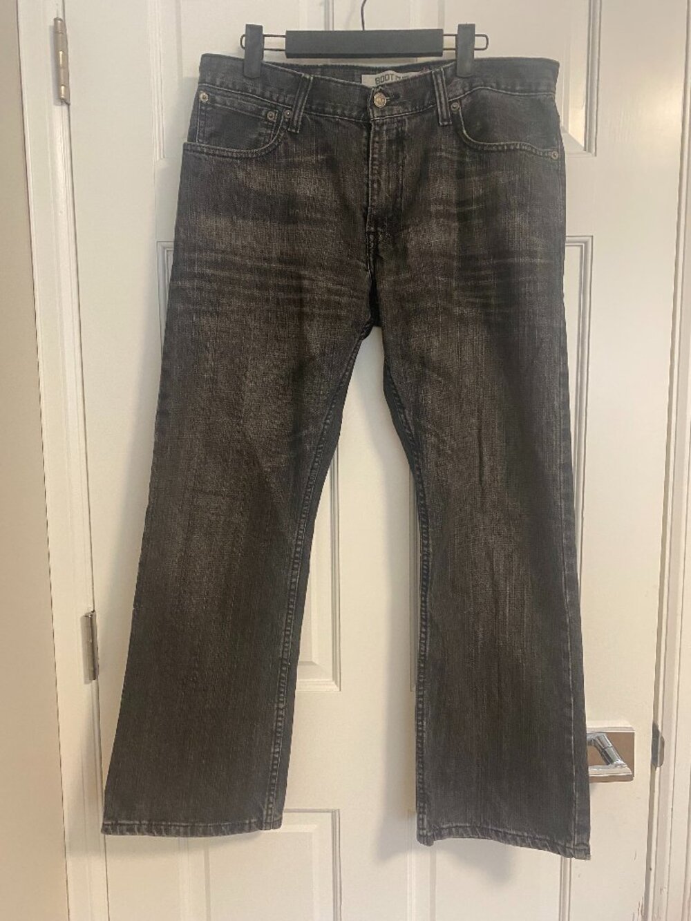 Levi's 527 Bootcut Jeans Men's 33x30 Blue Washed Black Stretch Denim Distressed